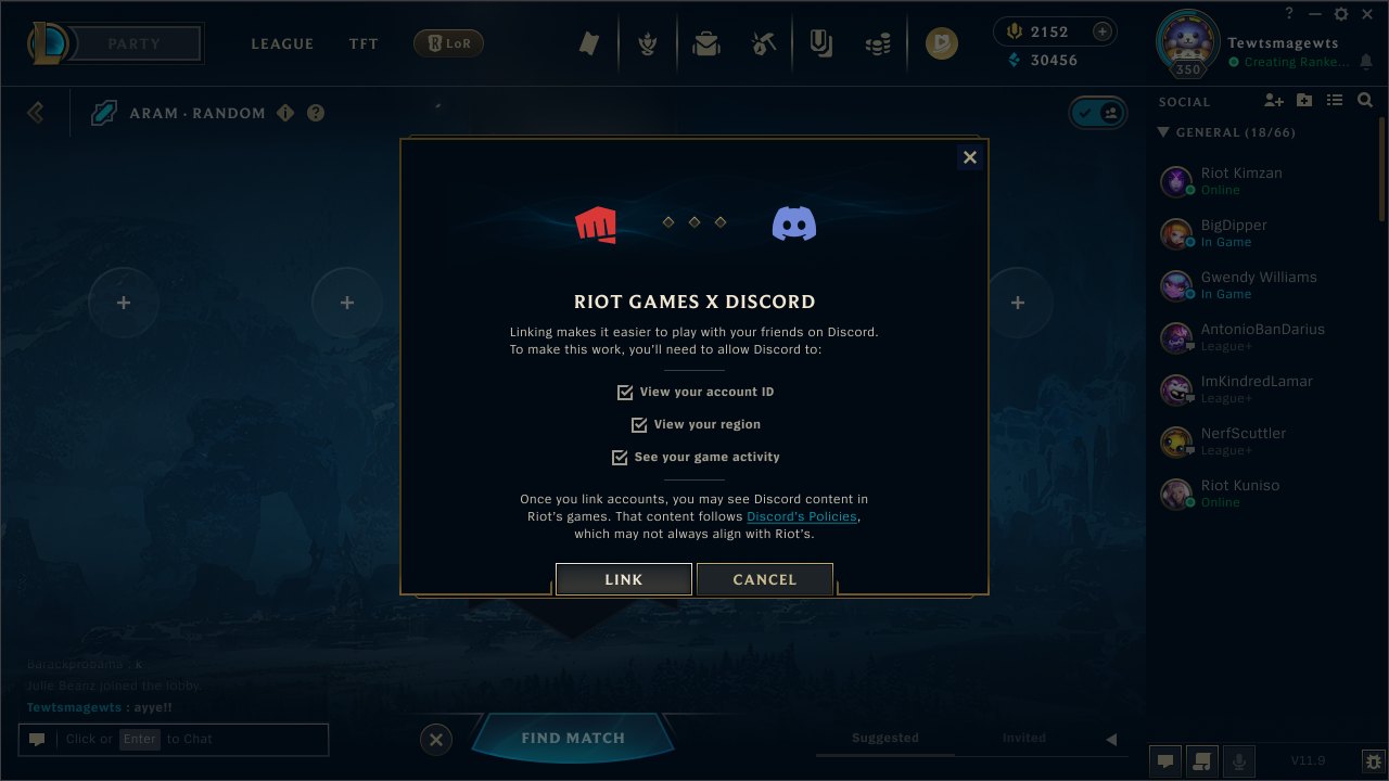 라이엇 게임즈와 Discord 계정 연동 기능 도입