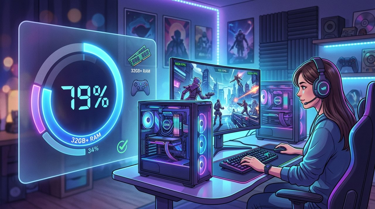 게이머 79%가 32GB 이상 RAM 사용, 메모리 부족 사태 영향 미미